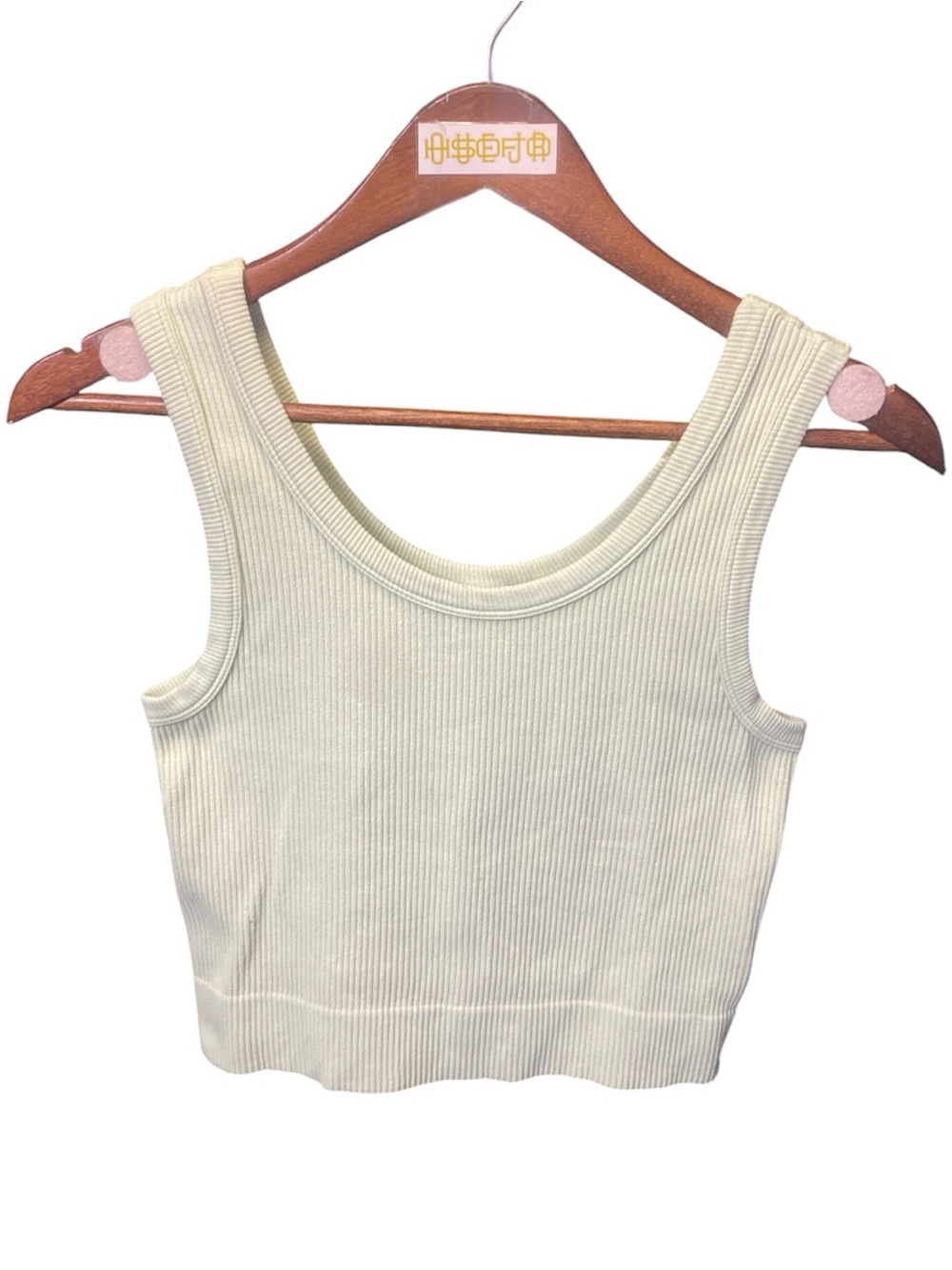 One Step Ahead Ribbed Tank Crop Top - Cream size L/XL